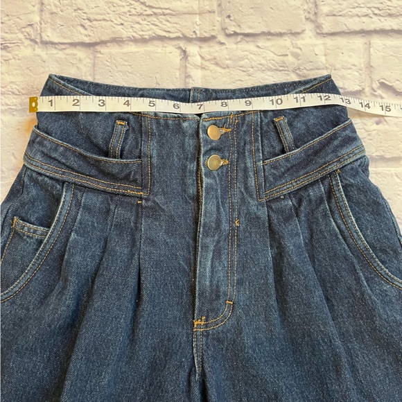 VINTAGE 80s rigid denim jeans buzious no problem high rise pleated tapered blue - Picture 4 of 7